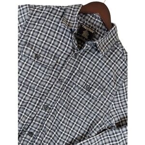 Thunder Plaid Flannel Shirt Button Up Long‎ Sleeve Black White Boys XL